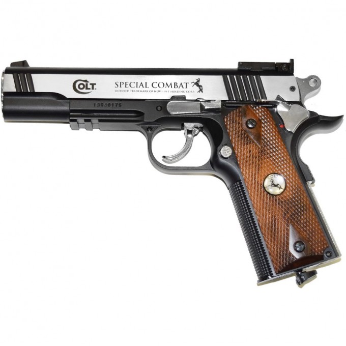 Пистолет пневматический UMAREX COLT SPECIAL COMBAT никель с пластиковыми накладками под дерево 5.8096